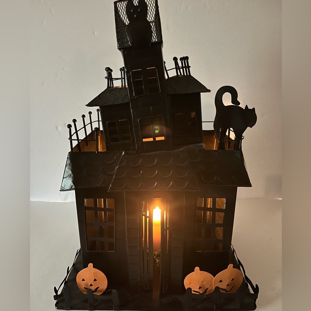 Haunted House Haunted Mansion Tealight Candle Holder Cat Pumpkin Owl